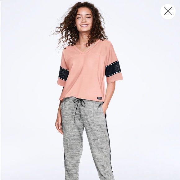 New! VS PINK RAW CUT FOOTBALL JERSEY TEE - Picture 2 of 3